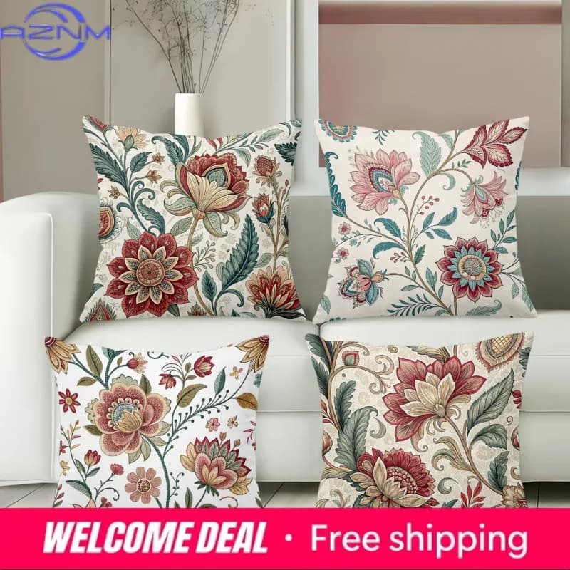 Cuscini decorativi con motivi floreali per la decorazione della casa, federa in poliestere, cuscino decorativo per divano, cuscino per testiera