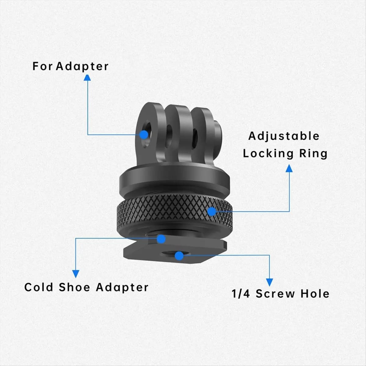Adattatore per slitta fredda per action camera ABAN con 360 ° Foro per vite di regolazione da 1/4 di pollice per 13 Action 4