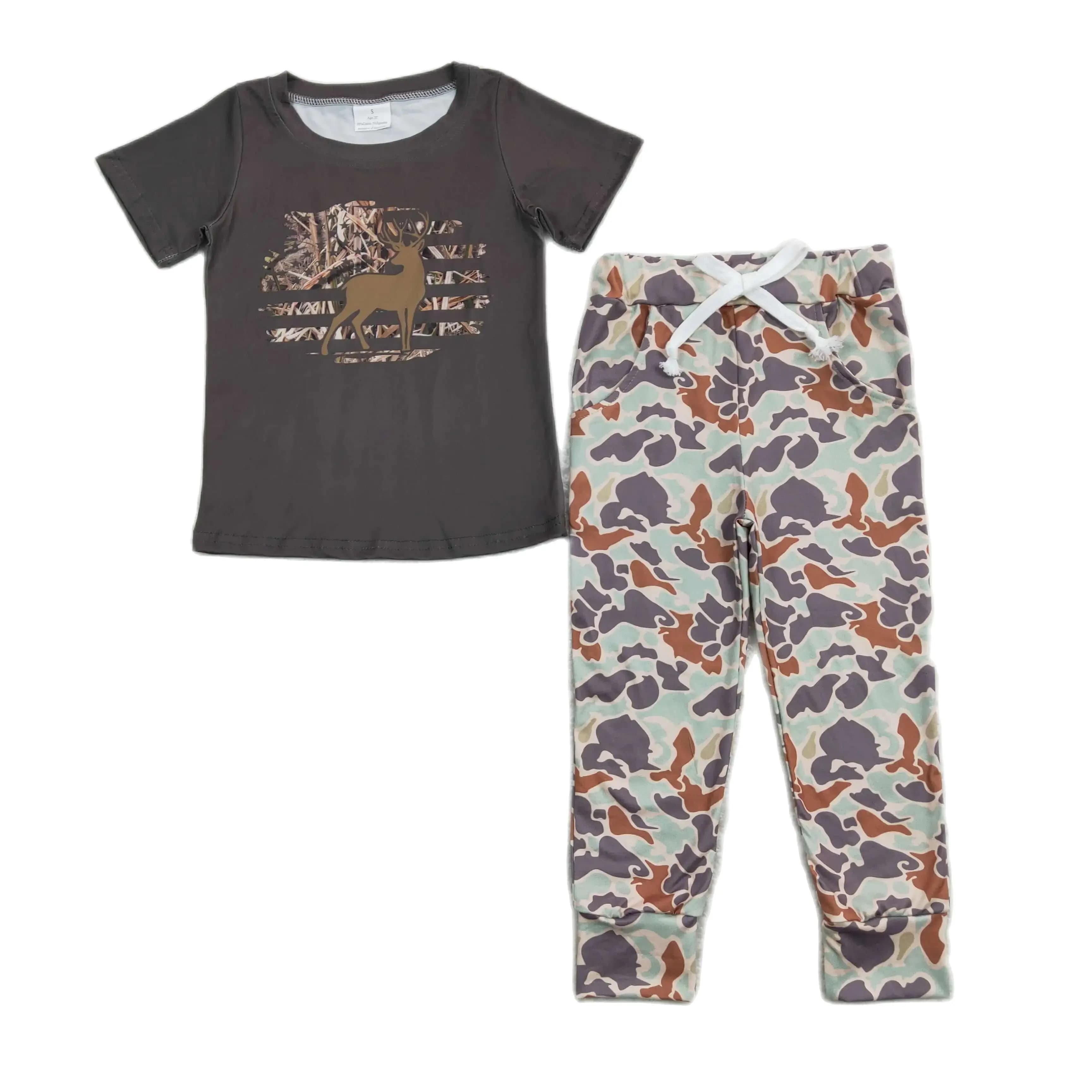 Bambini infantili all'ingrosso Set bianco maniche corte camion cervo t-shirt bambini Camo pantaloni pantaloni neonato vestito vestiti del bambino