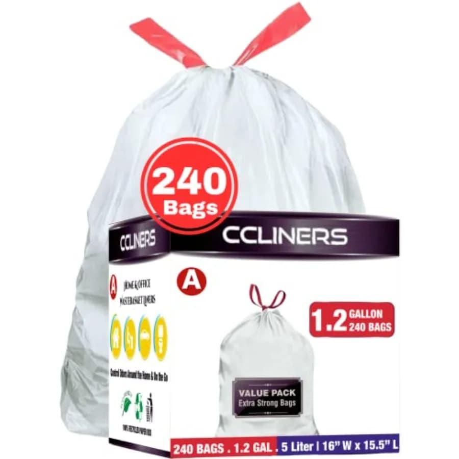 1.2 Gallon 240 Bags Small White Drawstring Trash Bags Code A 4.5 Liter Bathroom Mini Garbage Bags 1 Gallon Wastebasket Can Line