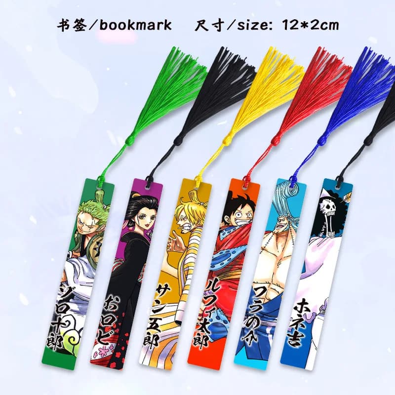 One Piece Rufy Ace Chopper Nami Zoro Enma Segnalibro in metallo Anime Cancelleria Ciondolo Accessori 2D Oggetti da collezione Regali per i fan