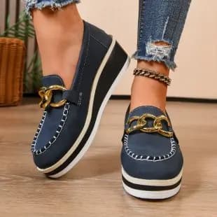 Mocassini con plateau in pelle scamosciata da donna Primavera Autunno Mocassini eleganti stile britannico Scarpe casual antiscivolo da donna