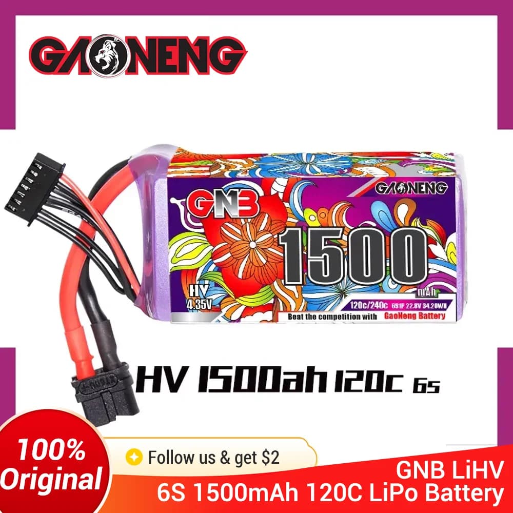 GNB 6S 1500mAh 120C/240C Lipo Battery For RC Helicopter Quadcopter FPV Racing Drone Spare Parts XT60 22.8V Battery