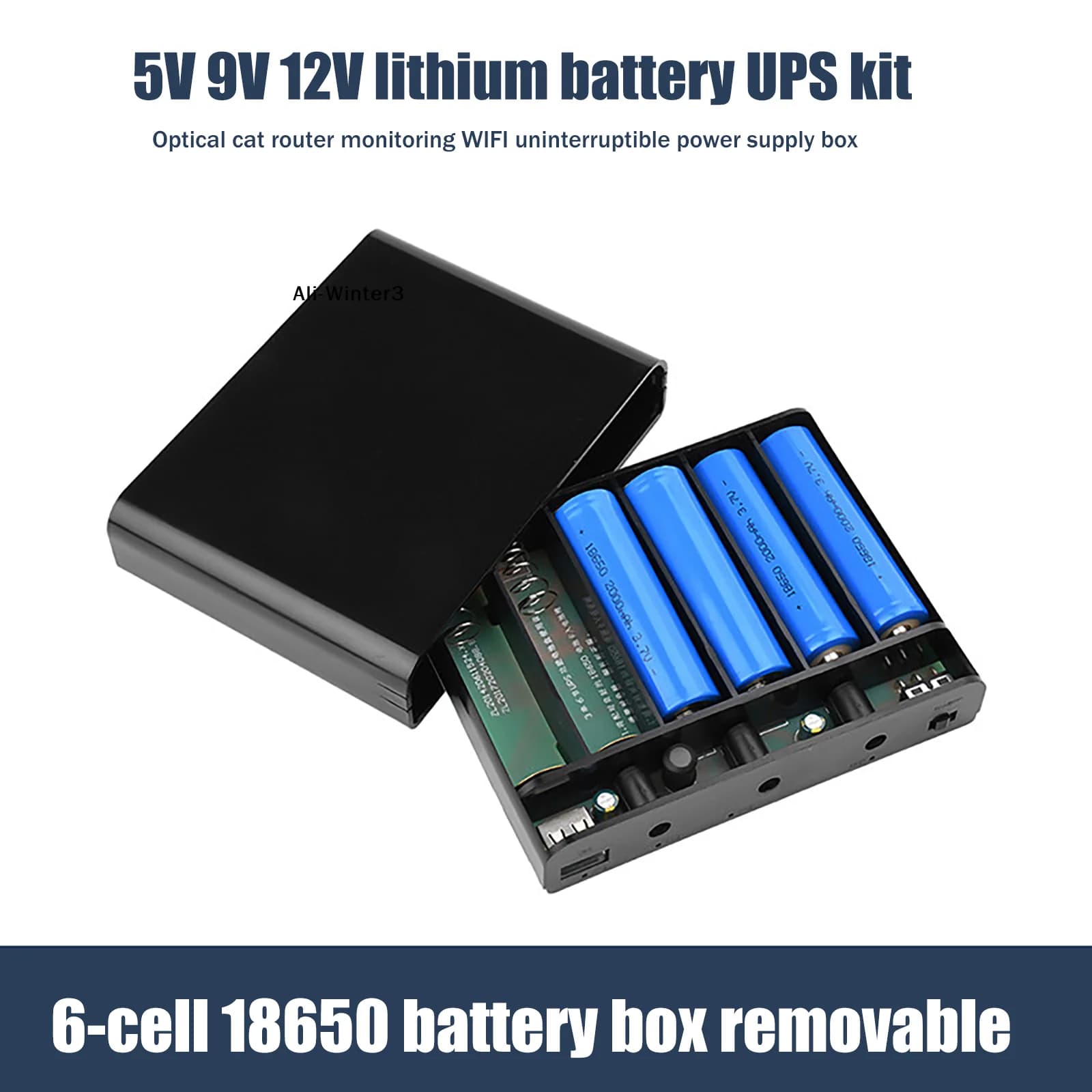 18650 Battery Holder DIY Lithium Battery Box Removable Batteries Case With UPS Ready 5V 9V 12V Output Up To 60W