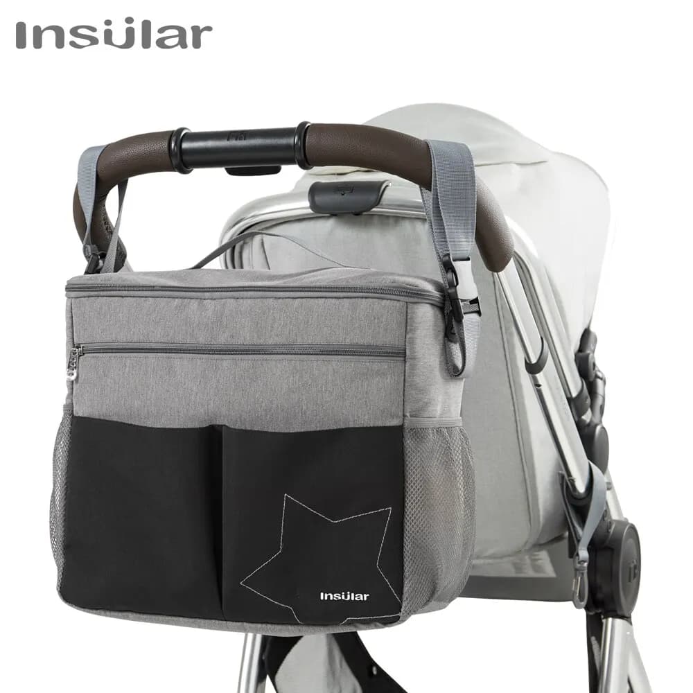 Borsa per pannolini per bambini isolante di grande capacità Borsa per mamma da viaggio all'aperto per passeggino Borsa per allattamento isolante Borsa per pannolini solida in poliestere