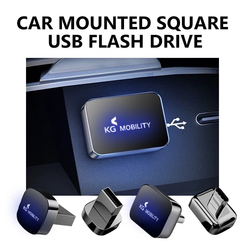 Car Mounted USB Stick Square Metal Mini Music Storage Flash Drive For SsangYong Actyon Korando Rexton Kyron Rodius Tivoli KG