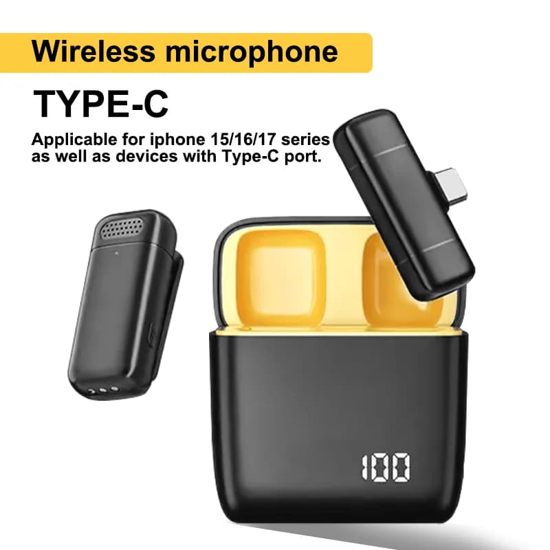 Mini wireless microphone with mini microphone type c 2.4G charging case for recording live interviews Microphone with cancellation of external noise