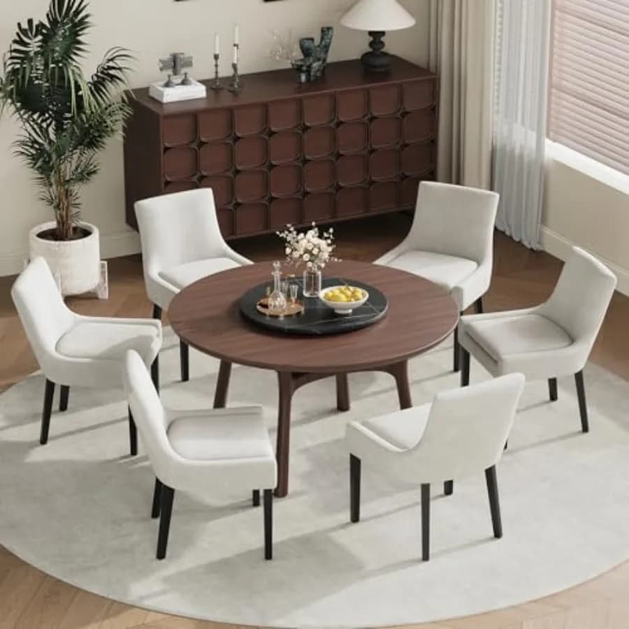 Sedie da pranzo imbottite con schienale medio e gambe in legno per soggiorno/sala da pranzo, tessuto grigio, morbida imbottitura ed ergonomia