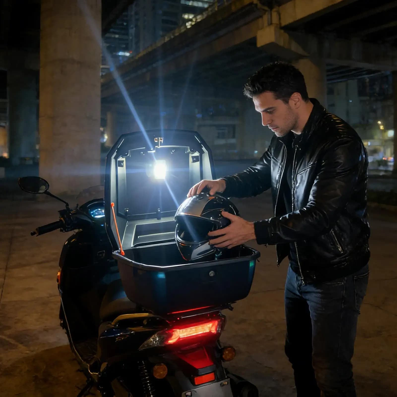 Luce per bagagliaio moto, lampada per vano posteriore con sensore automatico, ricaricabile, luci LED per interni auto, per vano portaoggetti scooter