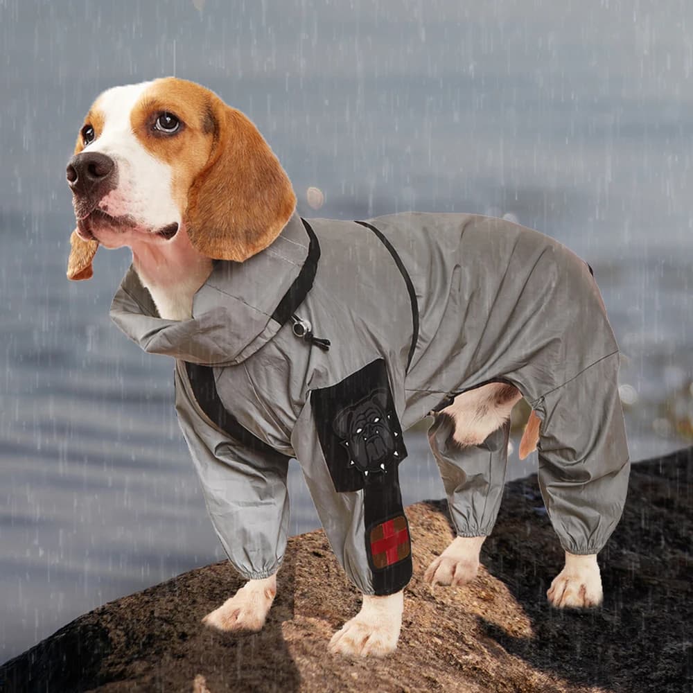 Impermeabile per cani di grandi dimensioni da esterno Giacca riflettente per protezione solare Impermeabile per animali domestici Felpa con cappuccio Impermeabile per cani di taglia media Tuta impermeabile