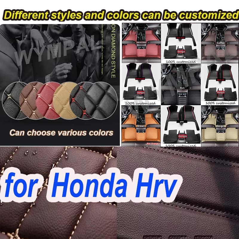 Tappetini per auto automobilistici personalizzati LUSSO per Honda Hrv 2014 2015 2016 2017 Auto in pelle di lusso