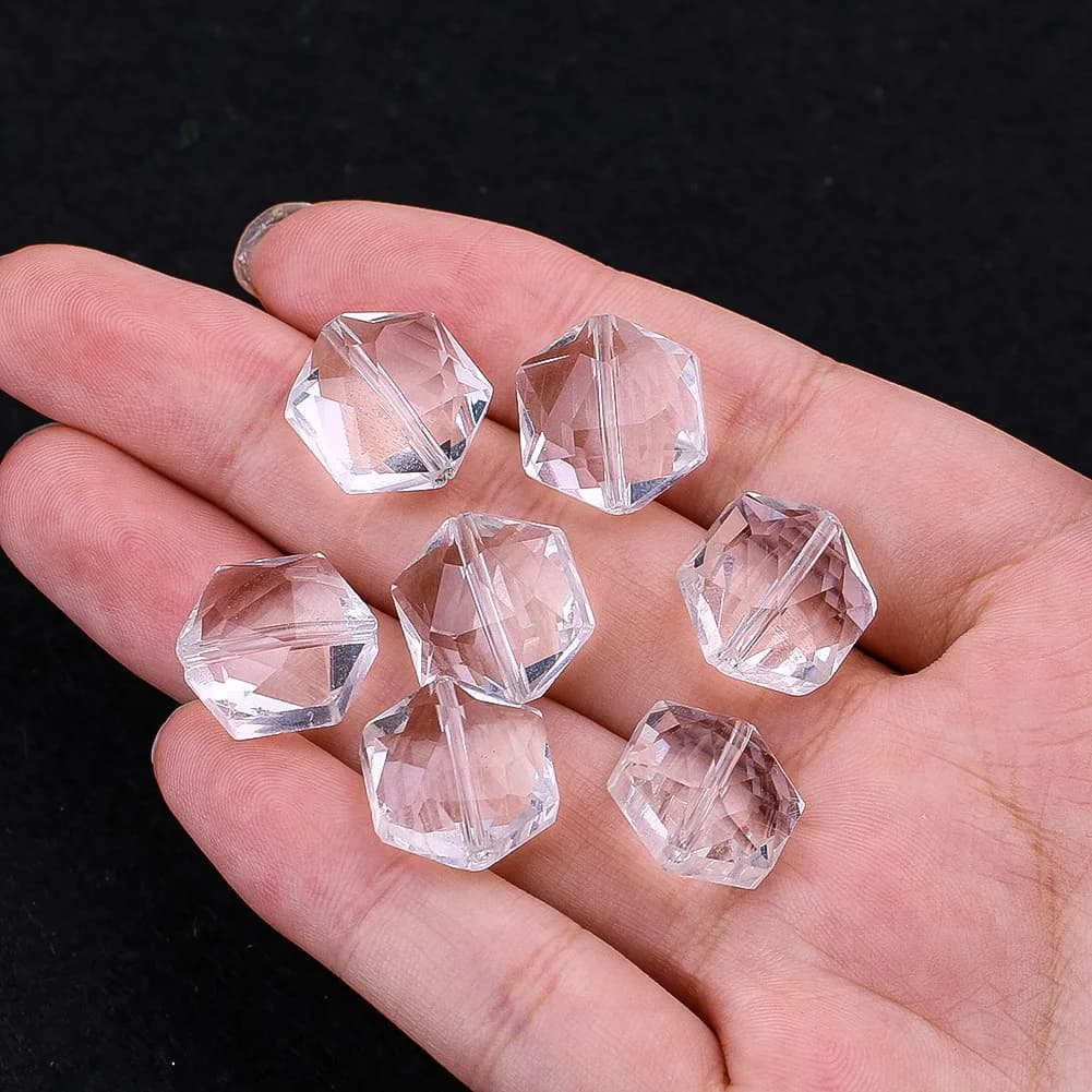 10PCS Transparent Crystal Beads Pendant Multi-faceted Star of David Handmade Glass Art DIY Wind Chime Garden Sunlight Collector