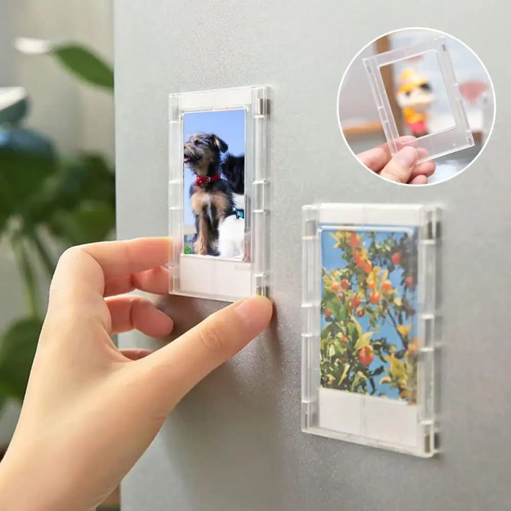 3 inch acrylic photo frame magnetic photo display for photo with transparent film frame for Polaroid table photo