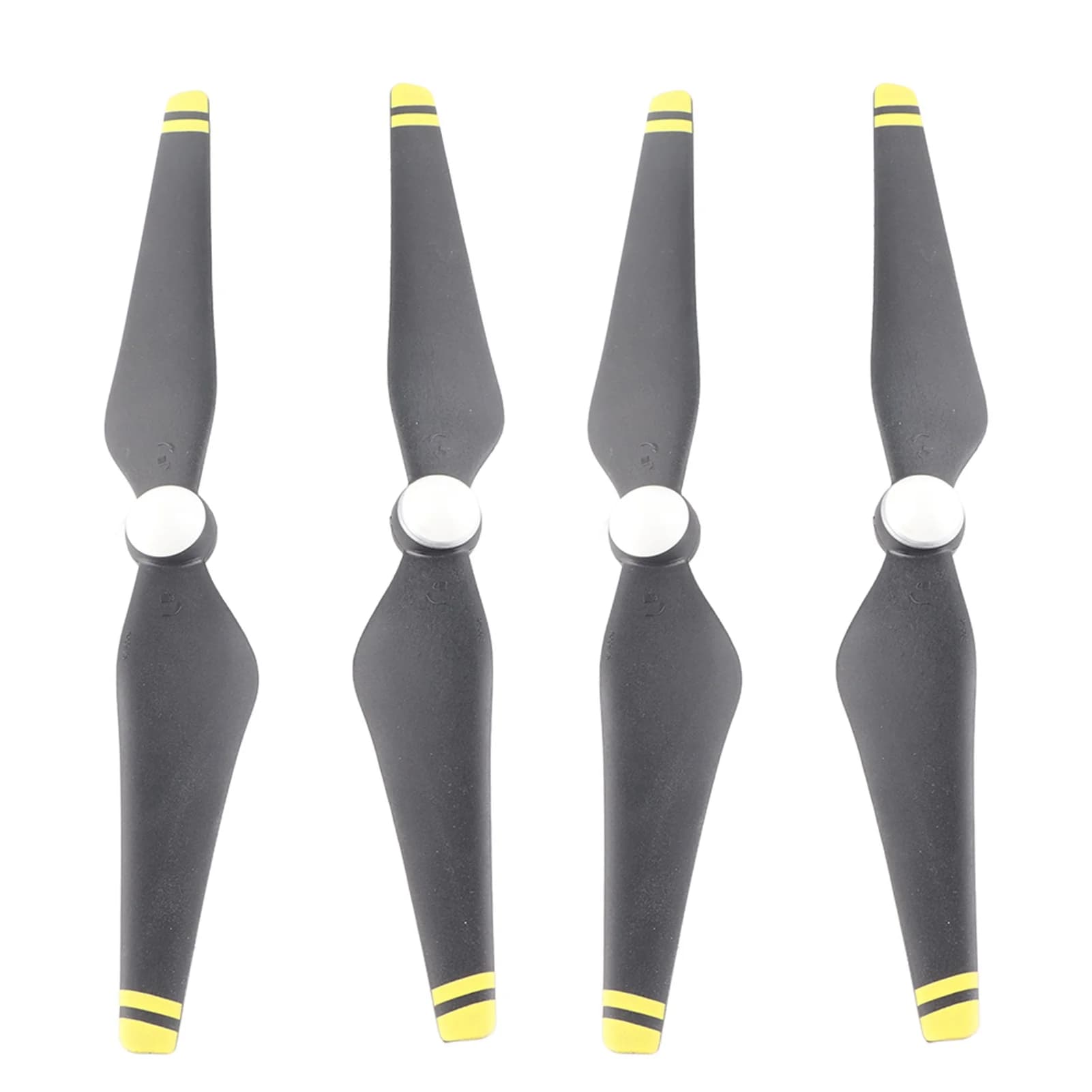 2 paia di eliche autostringenti per accessorio drone quadricottero DJI Phantom 3 (bordo bianco/bordo giallo/nero totale)