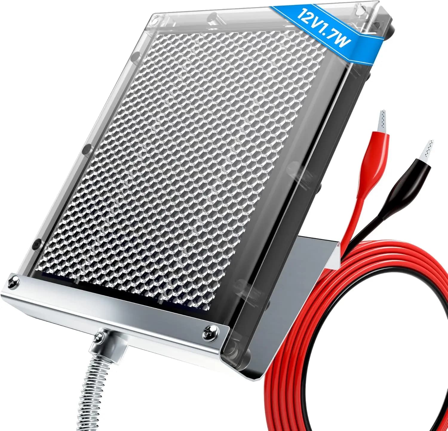 Pannello Solare 12V 1.7W per Mangiatoia per Cervi, Impermeabile con Staffa di Montaggio e Clip a Coccodrillo
