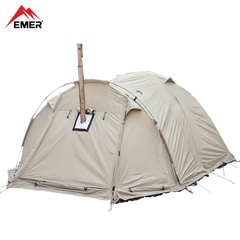 Hot curtain for fireplace for 2 people fire retardant EMER with stove, waterproof winter tent with snow skirt for winter hunting tent in camping