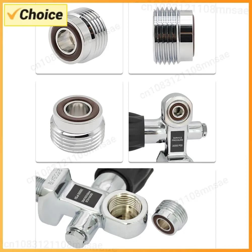 Din To Yoke Cylinder Tank Insert Valve Adaptor Converter Scuba Diving Viton O-Rings A Clamp Convertor Scuba Tank Adapter