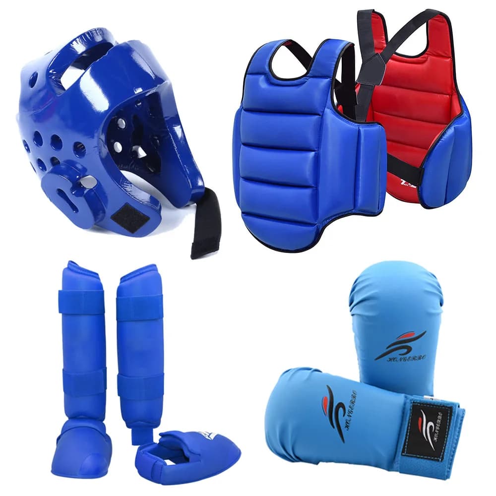 Guanti da karate Taekwondo Dobok Sparring Gear Set uniforme Casco Attrezzatura da boxe MMA Gilet Tuta Protezioni per il corpo Judo Gi Kyokushin