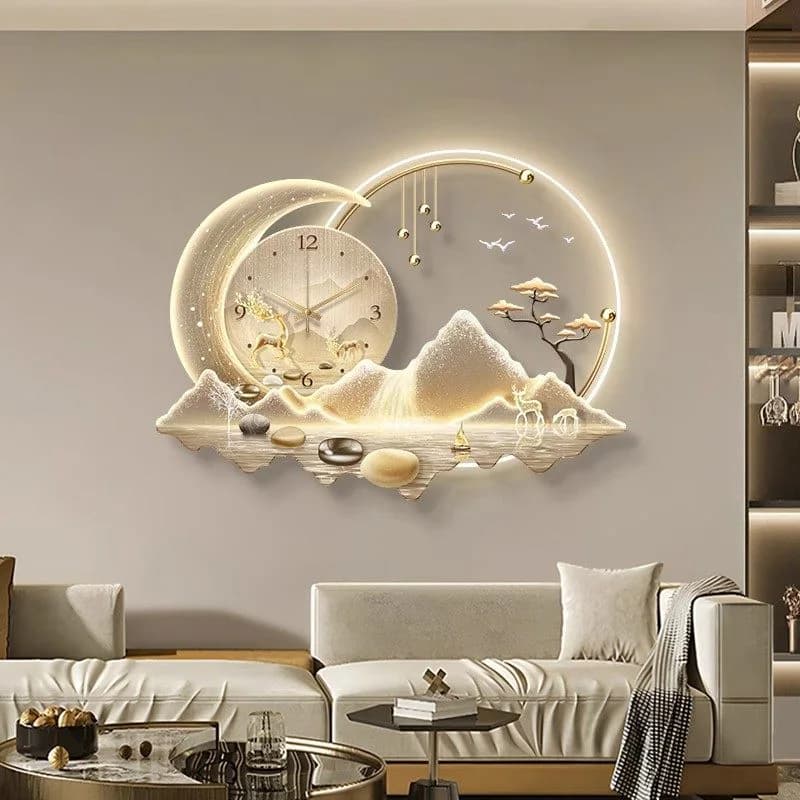 Art Mural Led Clock Wall Luxury Design Minimalist Chinese Style Wall Clocks Aesthetic Fashion Horloge Murale Home Decoration