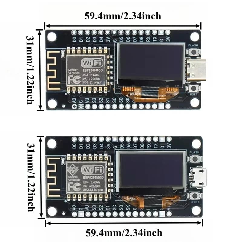 Modulo WiFi ESP8266 NodeMCU con Display OLED da 0,96 Pollici, Scheda di Sviluppo ESP-12F, Microcontrollore per Kit IoT Arduino
