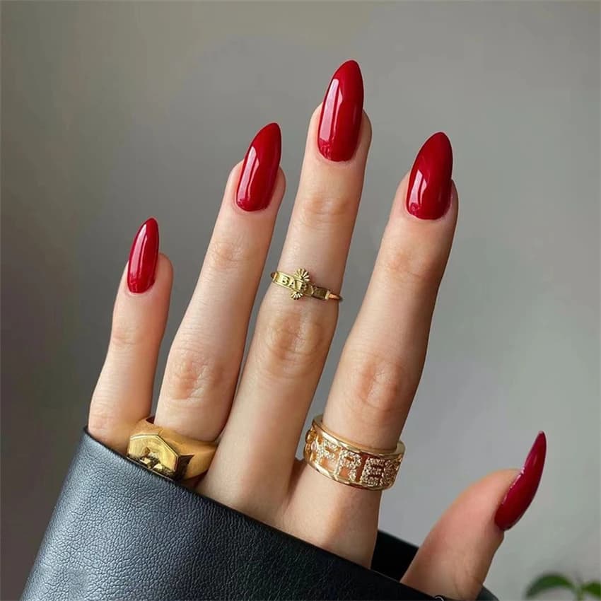 24 Pz/set Medio Lungo Colore Solido Presse sulle Unghie Schede Copertura Completa Mandorla Unghie Finte Arte Rimovibile Premium Indossabile Unghie Finte