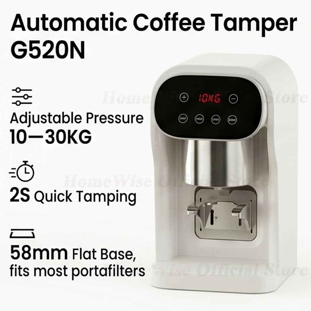 G520N Coffee Tamper Machine 58mm Flat Base Adjustable Pressure 10-30kg for Espresso Stable Tamping Tool