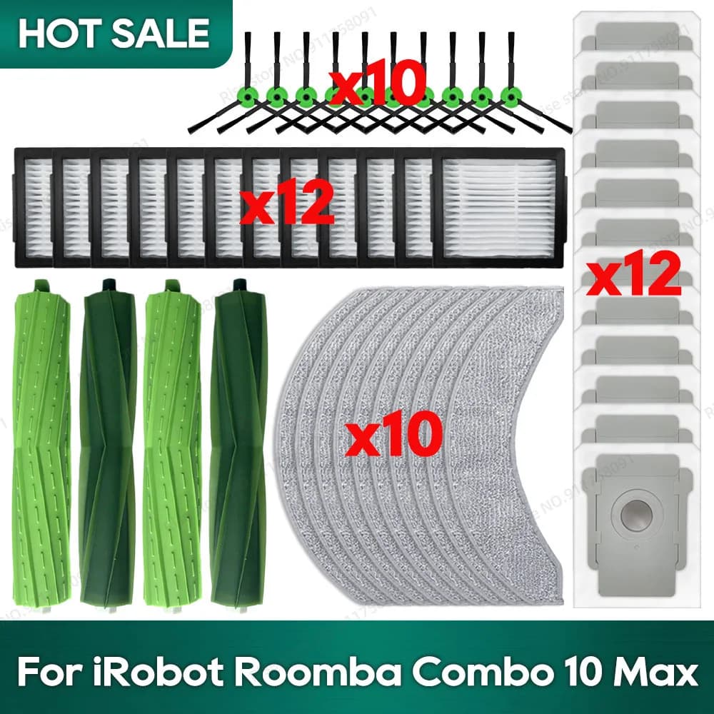 Compatibile con irobot Roomba Combo 10 Max Robot Aspirapolvere Accessori Spazzola Principale Filtro Hepa Mop Straccio Sacchetto per la Polvere Parti di Ricambio