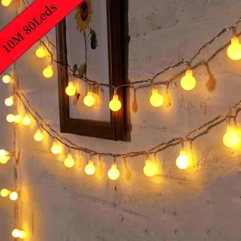 Luci a Stringa USB/a Batteria, Luci a Sfera Impermeabili per Esterni, Lampada da Giardino, Luci Fatate per Matrimoni, Decorazioni Natalizie