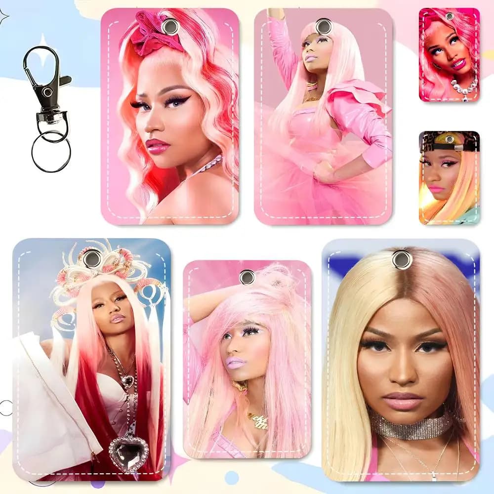 1 pz Portacarte in pelle con portachiavi Rapper N-nicki Minaj Pink Friday 2, custodia per tessere e porta chiavi