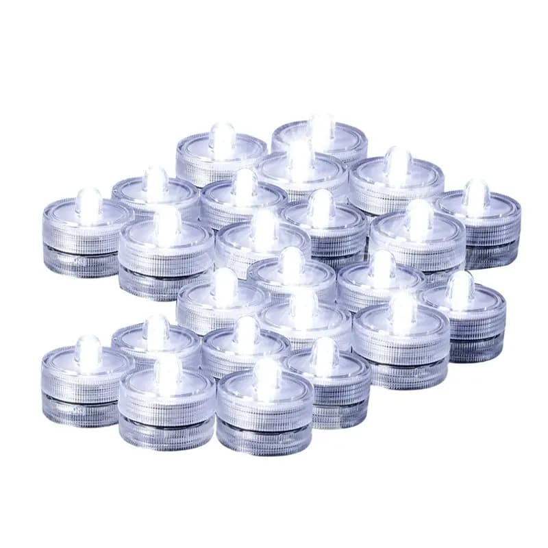 GIGI Mini luci LED subacquee bianche impermeabili, 24 candele senza fiamma per tealight, luci subacquee per piscina, per vasi, matrimoni
