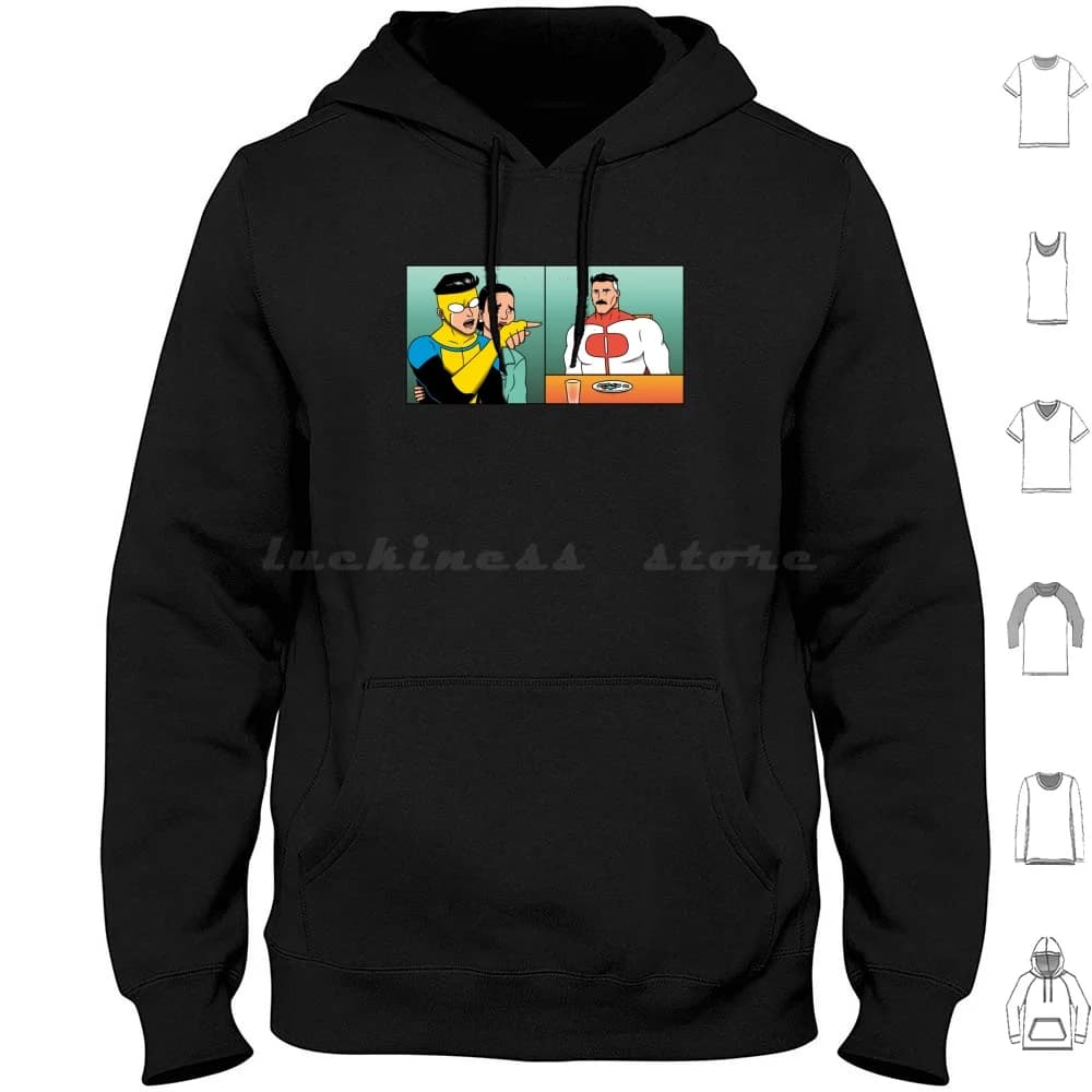 Son Yelling At Father Hoodie Cotton Long Sleeve Invincible Woman Yelling At Cat Memes 2021 Humor Funny Geek Pop Culture