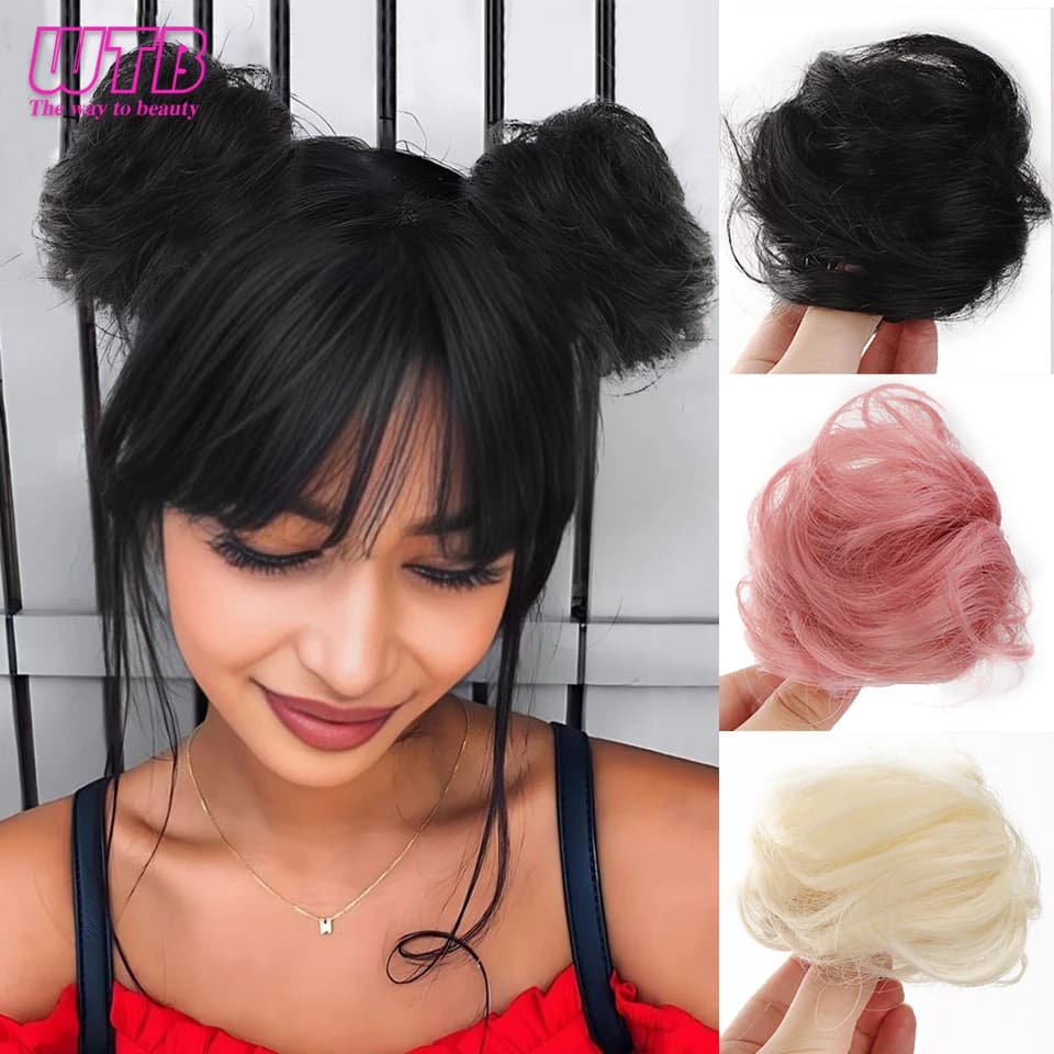 Mini artiglio sintetico per chignon spaziale con orecchie di gatto disordinate Estensioni per chignon per capelli finti Accessorio per parrucca Ciambella Updo Posticci per le donne