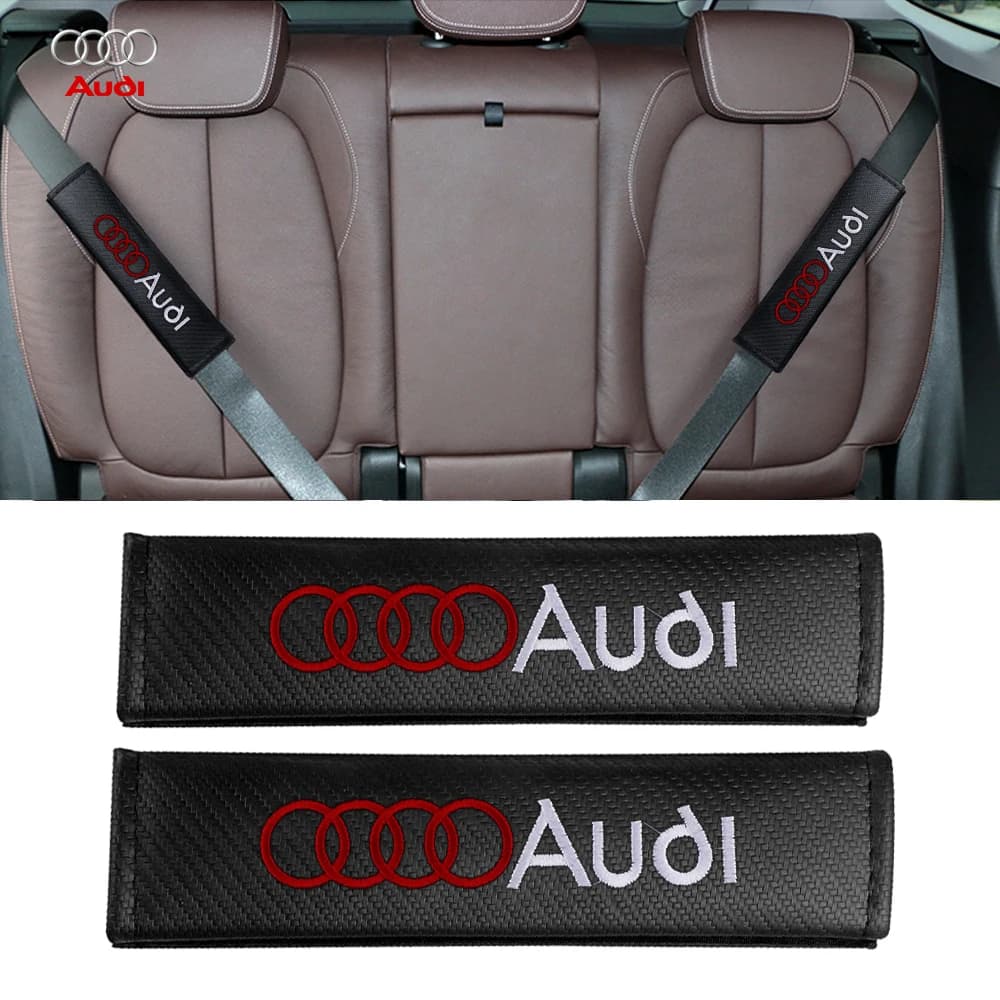 For Audi Sline TT Quattro A6 C6 C5 C7 A5 A4 B6 B7 A3 A8 A2 A1 Q3 Q5 RS S Car Carbon Fiber Seat Belt Cover Shoulder Protector Pad