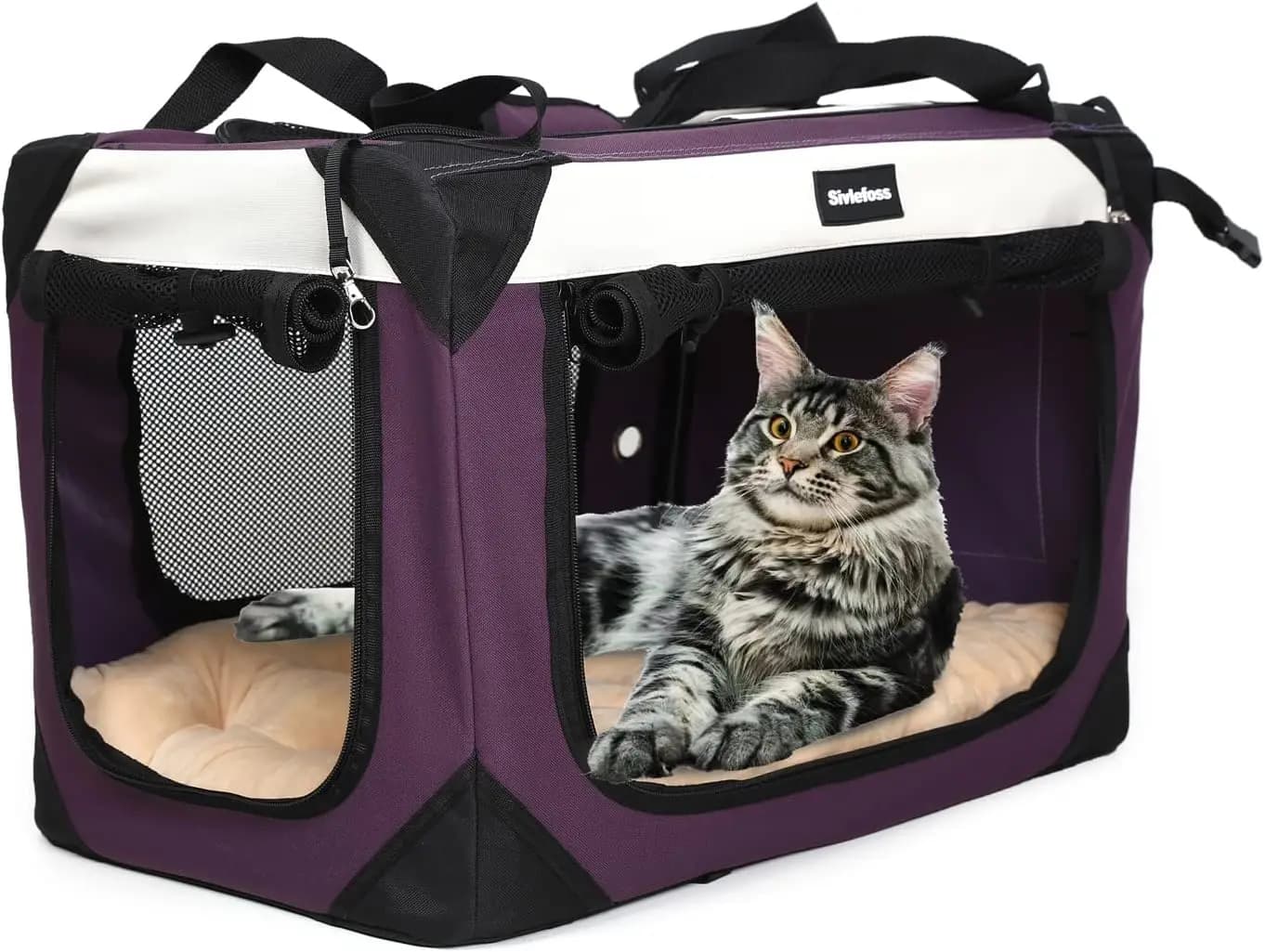 Trasportino Grande per Gatti, Gabbia da Viaggio Pieghevole per Cani, Trasportino Portatile Morbido per Animali Domestici con Tappetino Super Morbido e Caldo in Peluche per Interni