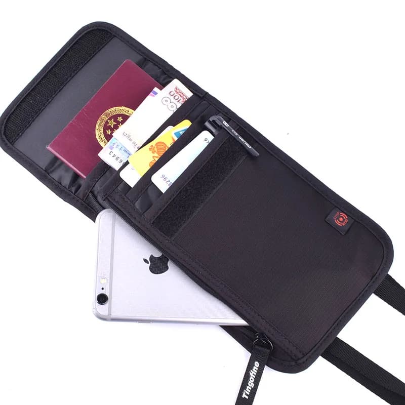 Portafoglio da viaggio ultra sottile Porta passaporto Blocco RFID Custodia per soldi nascosta Sicurezza per uomo Donna Tarjetero Mujer