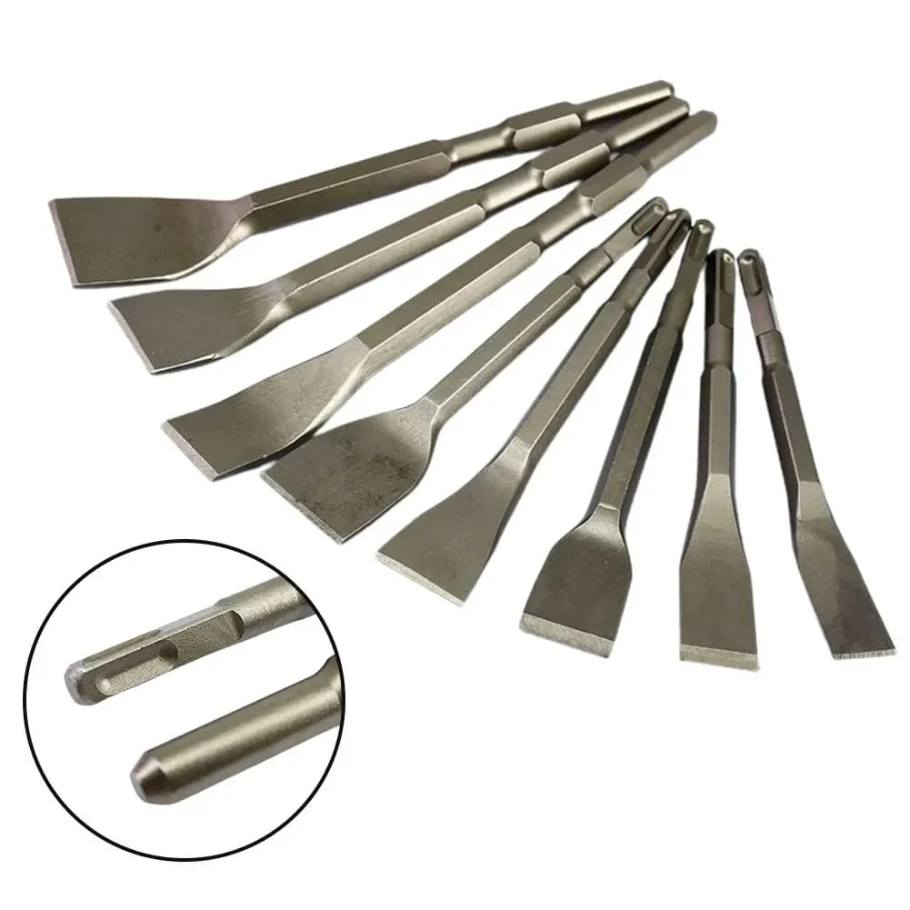 Punte a scalpello da 1 pz punta da trapano a scalpello piatto con scanalatura a punta in acciaio al carbonio con gambo quadrato/rotondo per foratura di pareti in mattoni di cemento