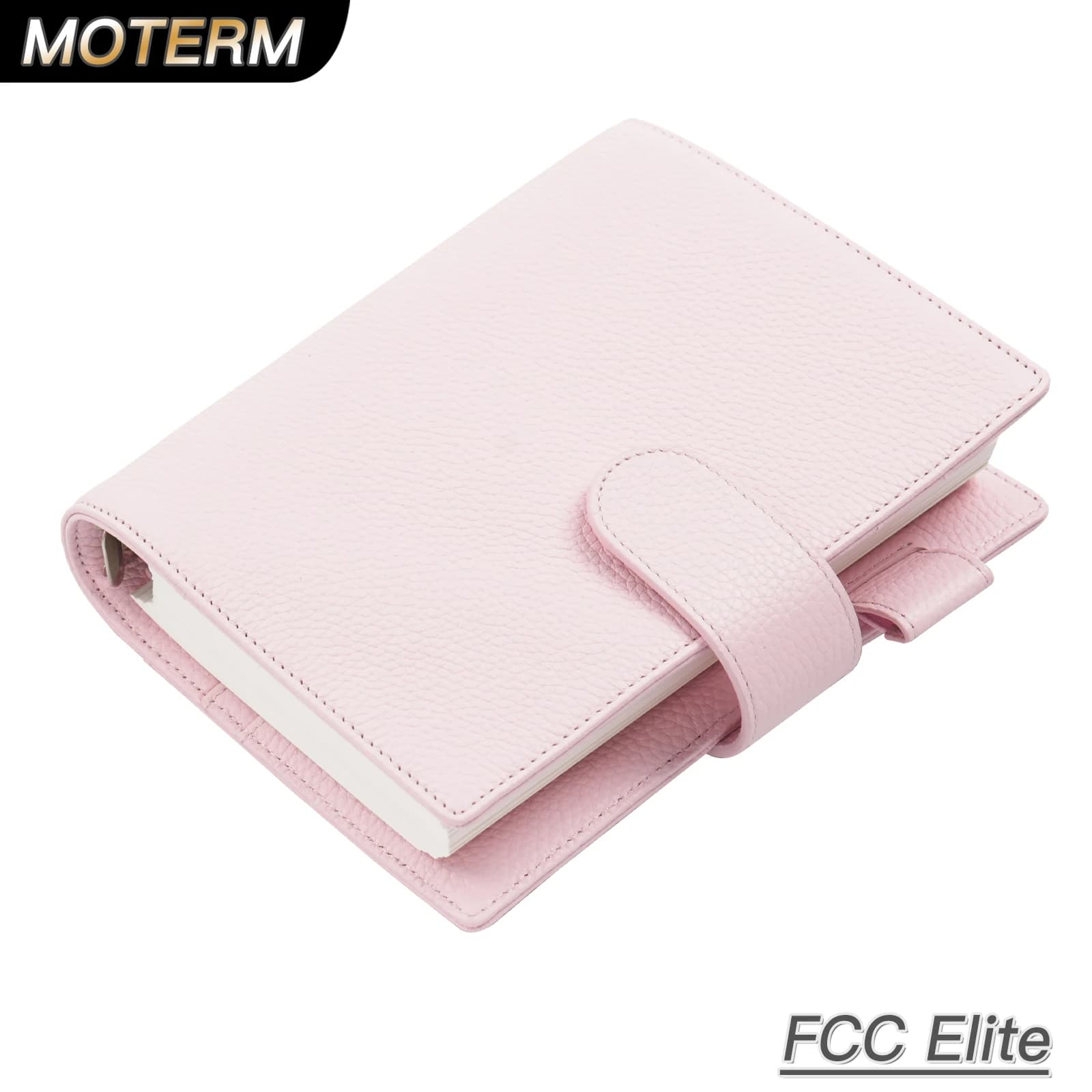 Moterm Franklin Covey Dimensioni compatte Elite Rings Planner Diario di raccoglitore per copertina per notebook in pelle di grano di ciottoli
