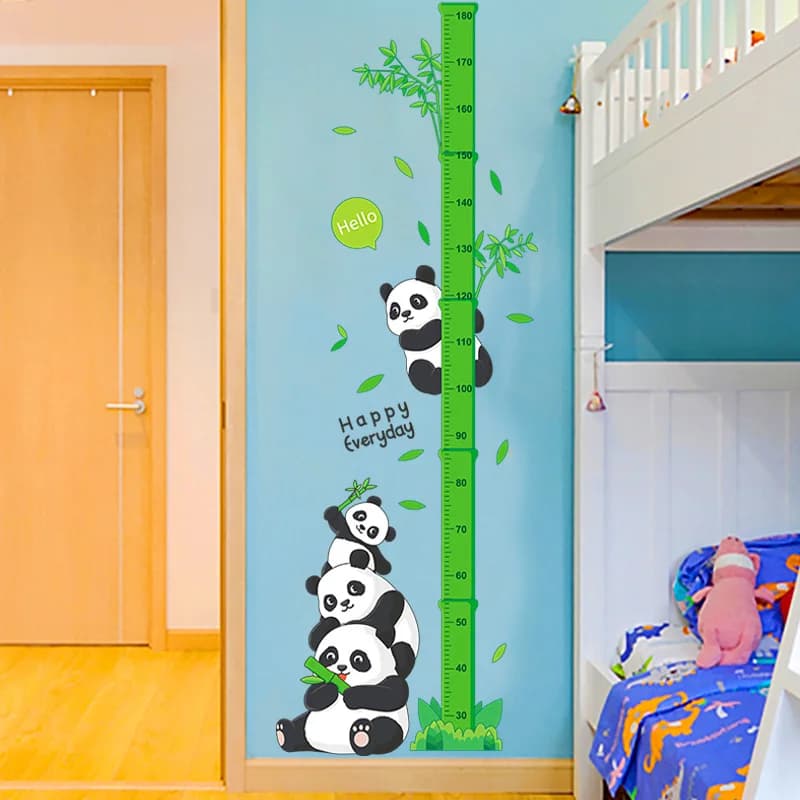 Adesivo Murale con Panda Cinese, Righello per Misurare l'Altezza, Decorazione per Cameretta, Carta da Parati per Monitorare la Crescita dei Bambini
