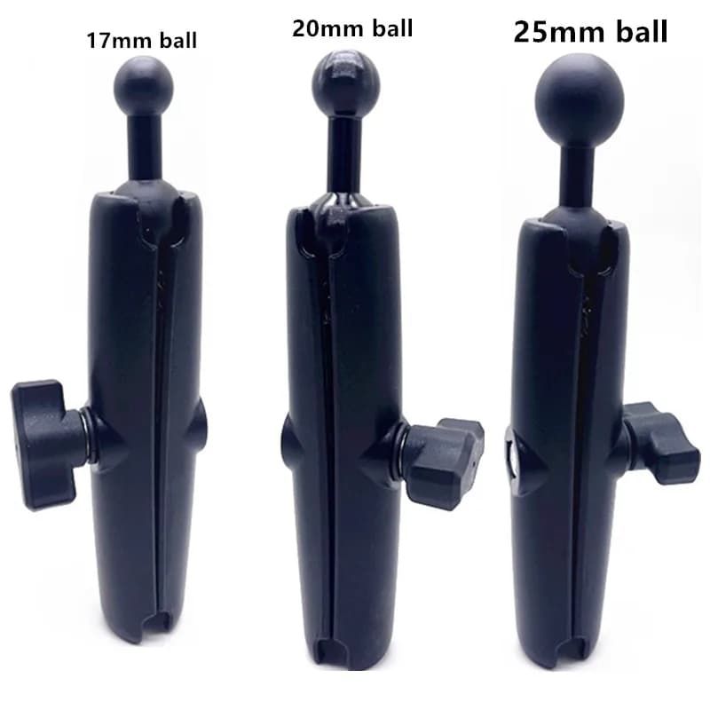 Adattatori a sfera da 1 pollice con braccio a doppia presa e attacco per sfera da 17mm/20mm/25mm per GoPro, supporto per telefono, attacco per ecoscandaglio