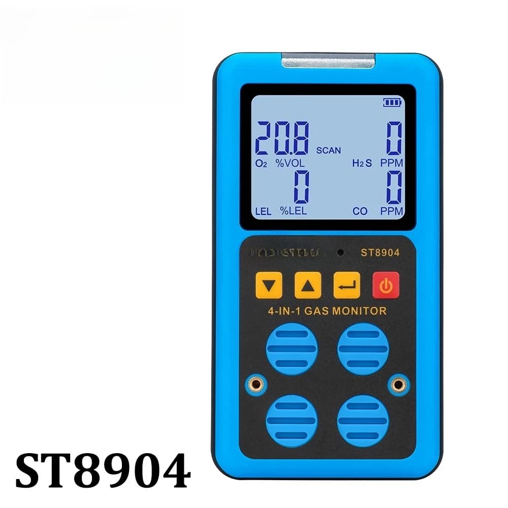 Digital 4 in 1 Gas Detector Oxygen O2 Hydrogen Sulfide H2S Carbon Monoxide CO Combustible LEL Gas Monitor Multi Analyzer