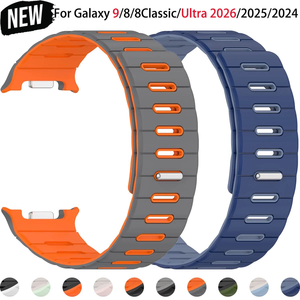 Magnetic Band for Samsung Galaxy Watch 9/8/8classic 40/44/46mm Breathable Silicone Strap for 9/8/7 Ultra Ultra 2(2026) Bracelet