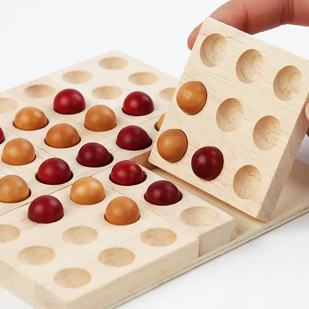 Set di Scacchi Girevoli Cinque in Fila, Gioco da Tavolo Strategico Educativo Multifunzione in Legno per Bambini e Adulti