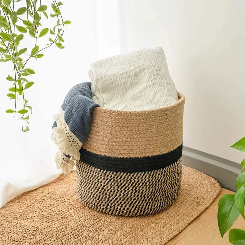 Cutelife Cotton woven rattan storage basket, plant, flower, linen bag, kitchen basket, clothes, toys, organizer, basket, home decoration