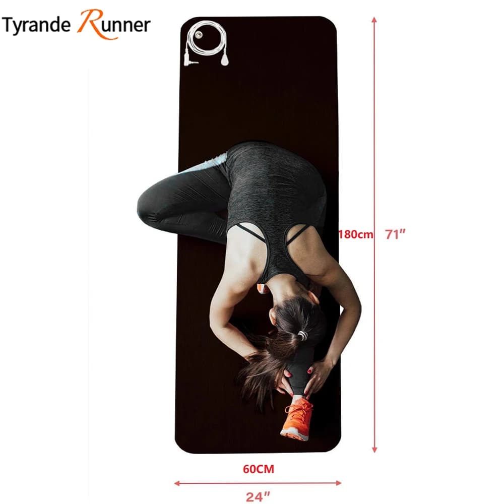 180X60CM Grounding Yoga Mat Earthing Conductive Carbon Mat with 15 Ft Cord for Office Home Help Reduce Stress Improve Balance