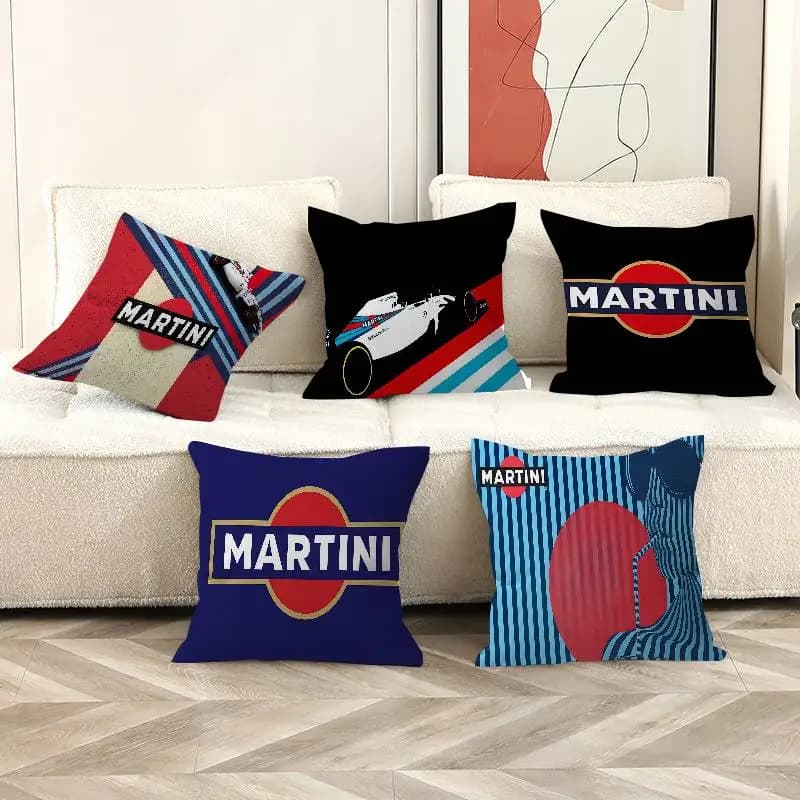 M-Martini Racing Logo Copricuscino per auto, federa per cuscino per divano, auto, regalo di Natale, 40x40 cm, 45x45 cm