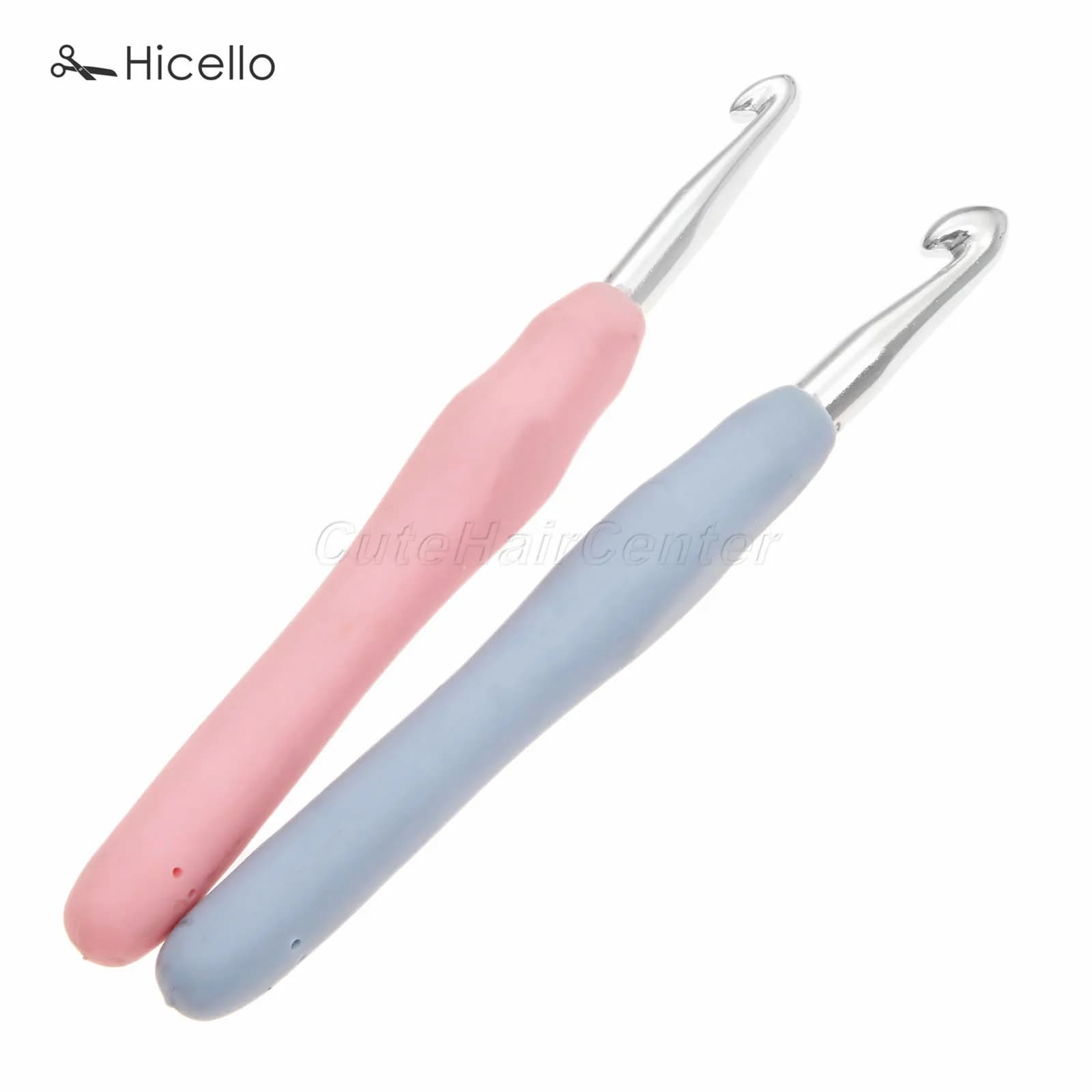 1 pz uncinetto 7mm/8mm lega di alluminio ferri da maglia strumento testa spessa colore chiaro blu rosa manico morbido mestiere fai da te Hicello