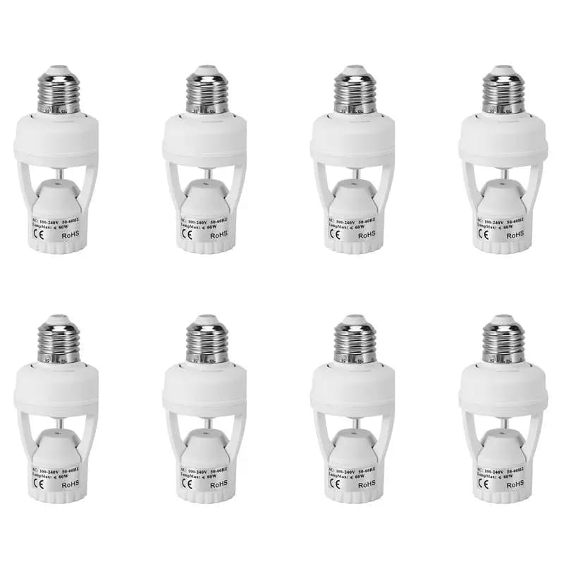 ABKU-8X AC110-220V Sensore di Movimento a Induzione PIR a 360 Gradi, Base per Portalampada E27 con Interruttore a Infrarossi per Lampadine LED