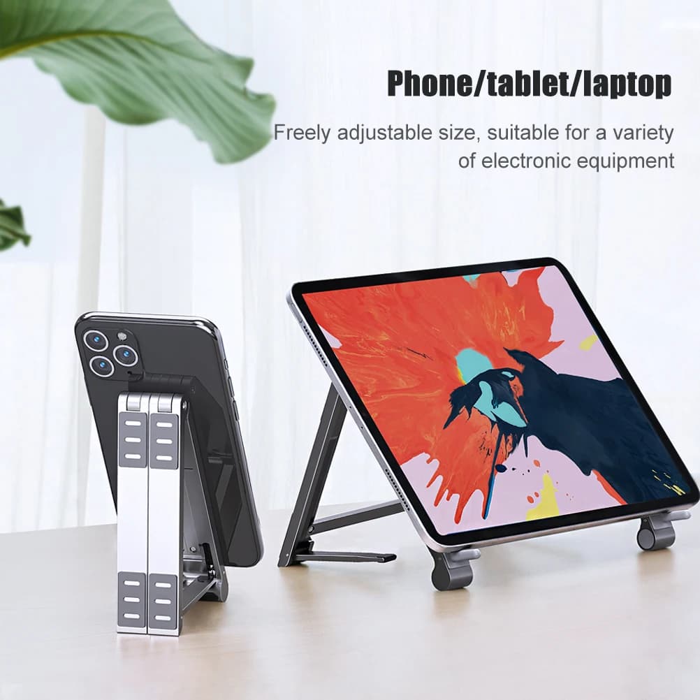 Supporto per mini laptop Oatsbasf Supporto per telefono regolabile in alluminio per MacBook Pro Air Supporto per tablet per notebook iPad Supporto portatile 3 in1