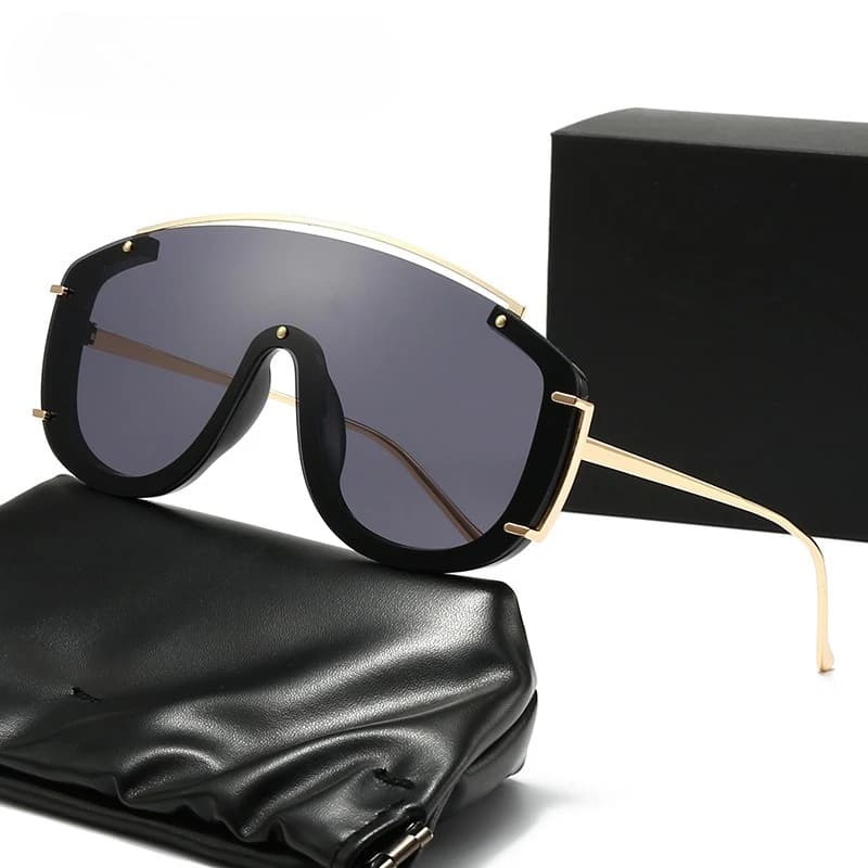 Fashion Oversized Sunglasses Women Metal Frame Irregular Mirror Outdoor Modern Celebrity Style Unisex