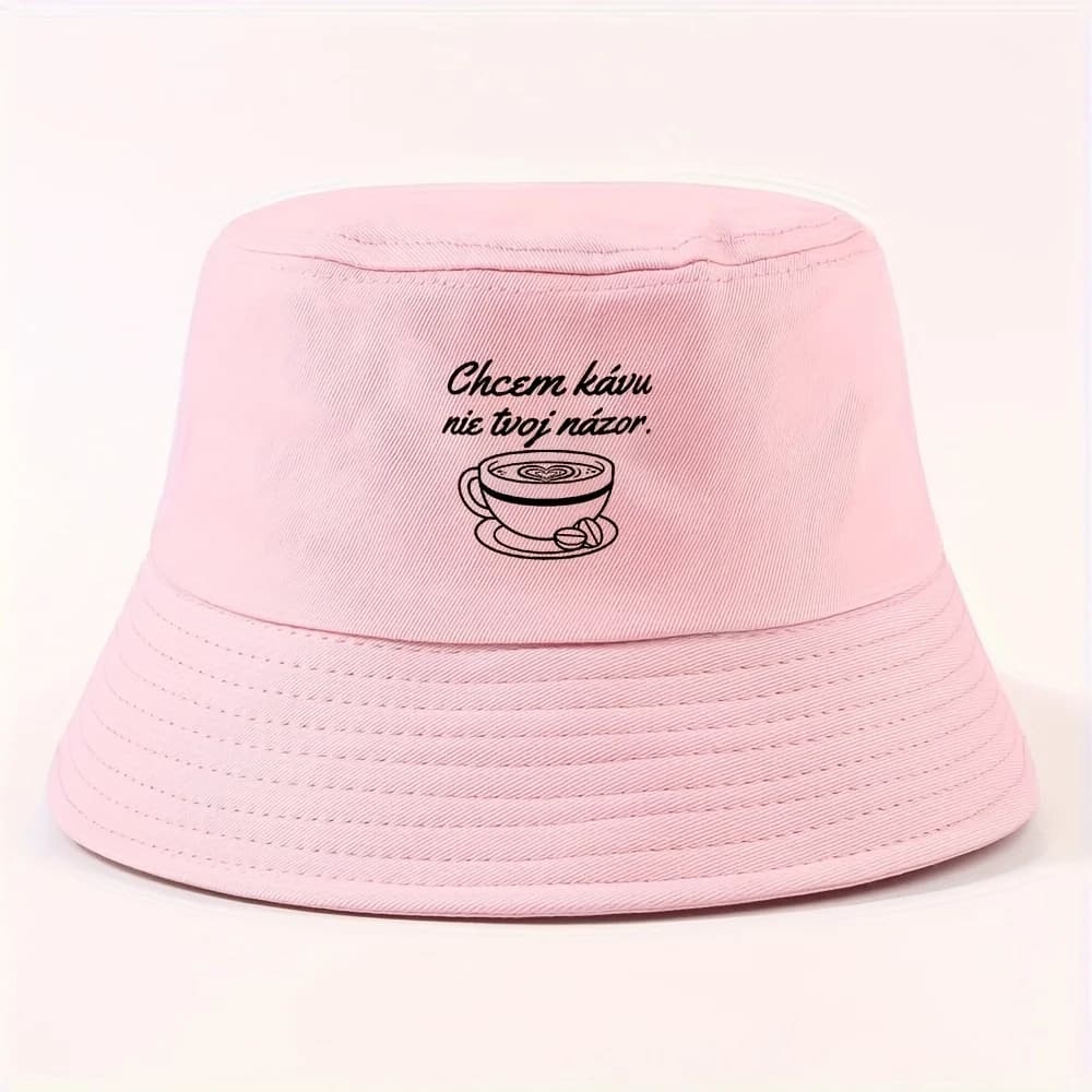 1pc "Coffee, Quote Printed Unisex Bucket Hat Sun Beach Reversible Packable Foldable Bucket Hat Cap for Summer Outdoor Hiking